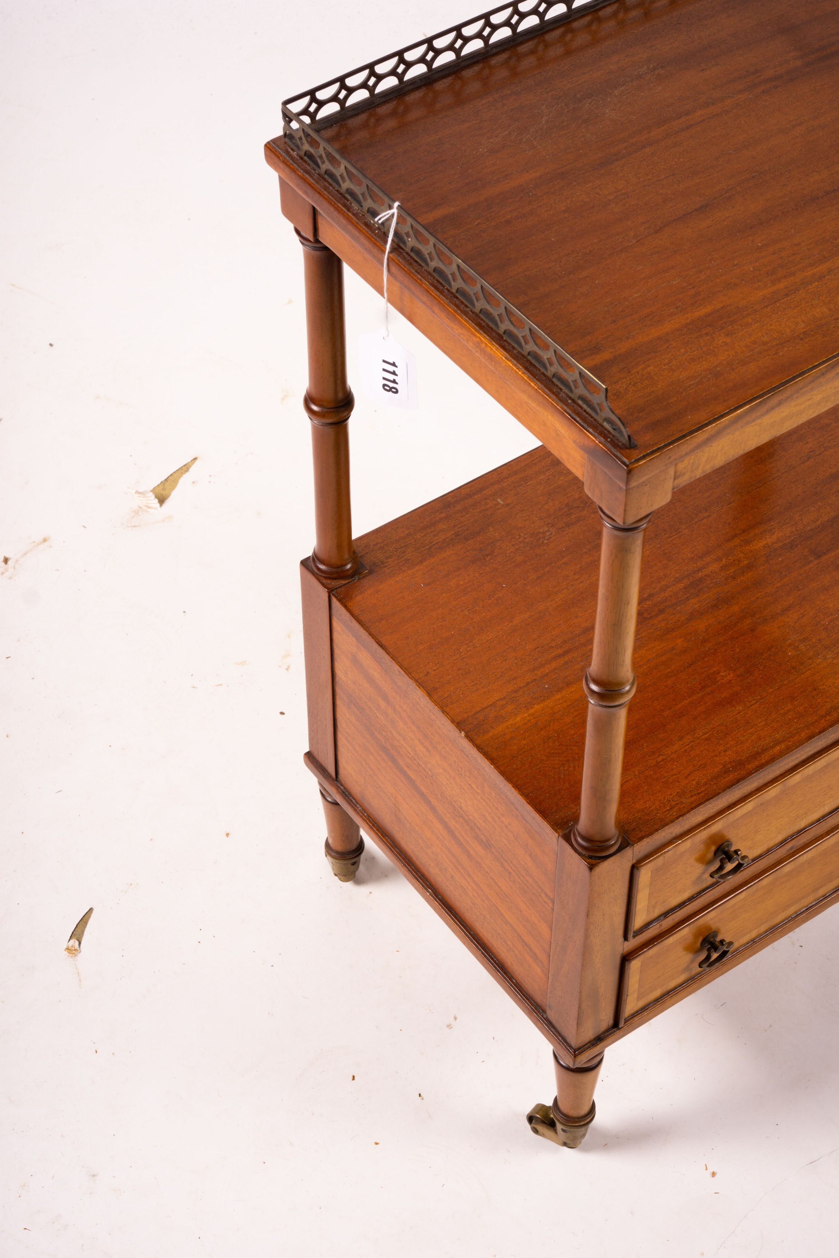 A two tier bedside table, width 42cm, depth 33cm, height 73cm